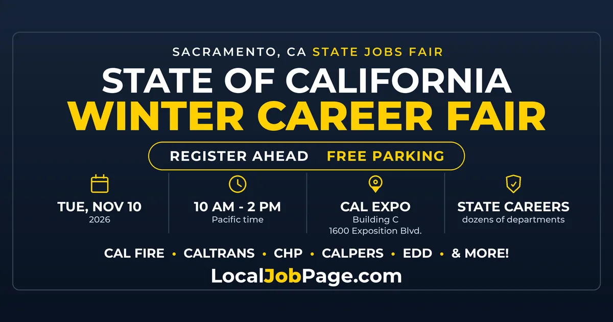 Work4CA Winter Career Fair Nov. 10: State of California Jobs at Cal Expo